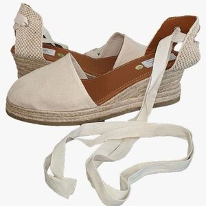 gaimo Ecru Wedge Lace Up Ivory Espadrilles 37